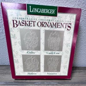 Longaberger Vintage 1995 Pewter Christmas ornaments set of 4 in original box